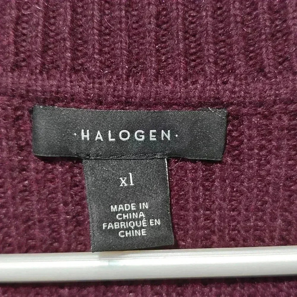Halogen Wool and Alpaca Hair Sweater XL Knit Maroon Dark Red Thick Heavy Chic - Picture 3 of 5